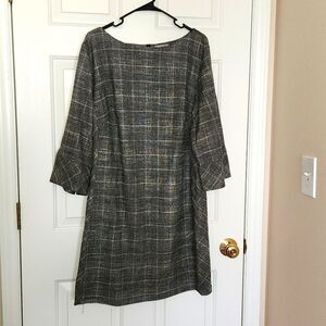 Elegant Plaid Gray Dress